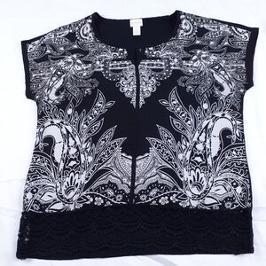 Chico's Scoop Neck Keyhole Blouse Size Medium